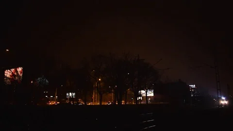 Train arrives at night Stock Footage 70711731