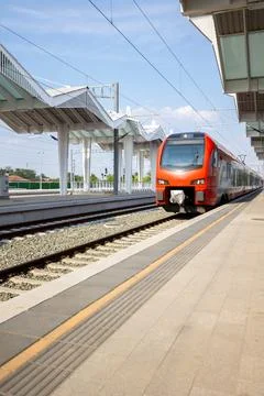 The train arrives Stock Photos