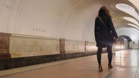 The train arrives on station Stock Footage 76456543