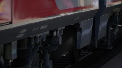 The train arrives at the station Stock Footage 98129014