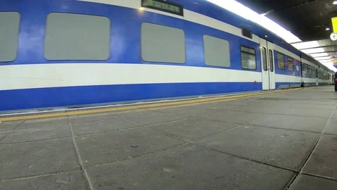 Train arrives at station Stock Footage 123729144