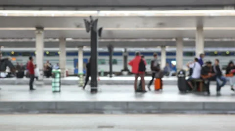 Train arrives at train station Stock Footage 23721380