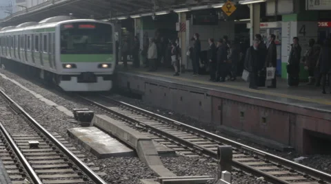 Train Arrives in Train Station in Japan Stock Footage 52626481