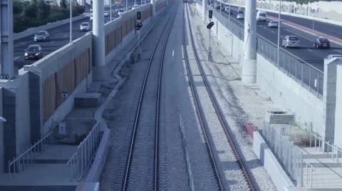 Train arriving 0:58sec Stock Footage 23680978