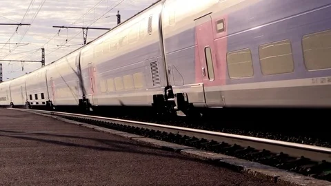 Train arriving at the dock Stock Footage 77262809