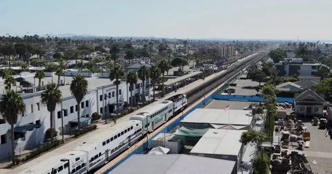 Train Arriving - Oceanside Transit Center Stock Footage 131807414