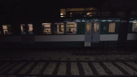 Train arriving to platform Stock Footage 70453600