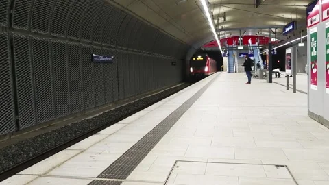 Train arriving at Platform  of station in Germany 스톡 동영상 164109976