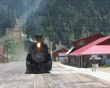 Train arriving in Silverton Stock Footage 135013