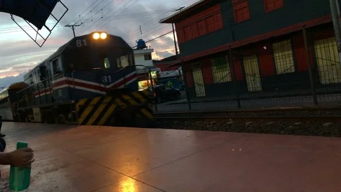 Train arriving to station. Stock Footage