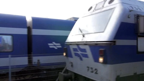 Train arriving in station Stock Footage 88573589