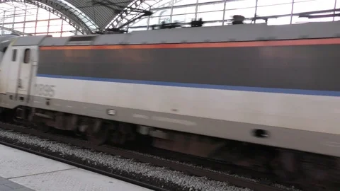 Train arriving in station Stock Footage 117356020