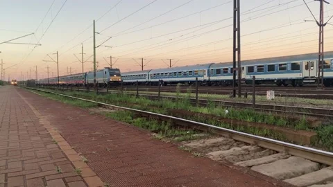 Train Arriving at Stop Stock Footage 136543215