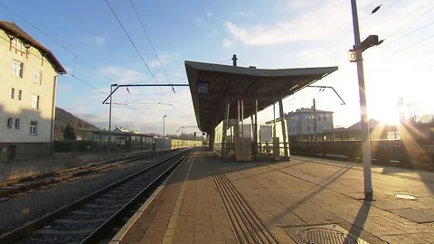 Train arriving in train station Video stock 71297267