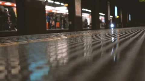 Train arriving at an underground station 1 Stock-Footage 71309256