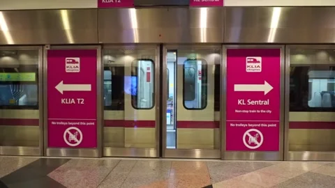 Train automatic safety door closed Stock Footage 320209352