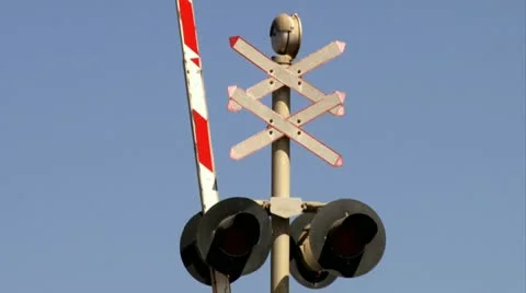 Train Barrier going down Stock Footage 20506561