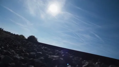 Train with beautiful sky in low angle Stock Footage 201964243