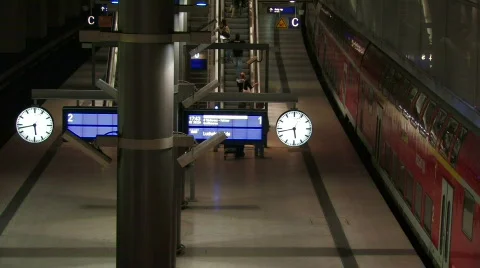 Train at Berlin Central Station 1 Stock Footage 497718