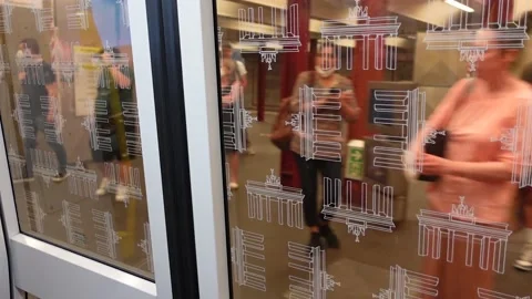 Train Berlin, Germany | U-Bahn | Europe Train Doors Opening People Covid Masks 库存影片 201613317