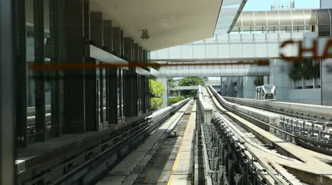 The train between the air terminal in Singapore Stock Footage 24458057