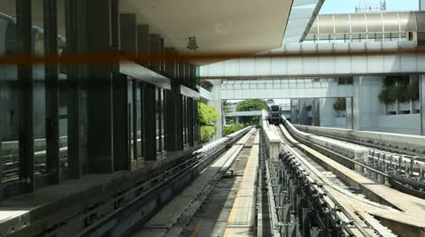 The train between the air terminal in Singapore Stock Footage 24458252