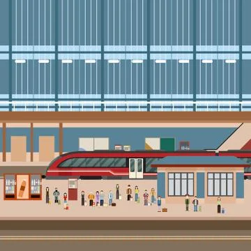 Train big station Stock Illustration