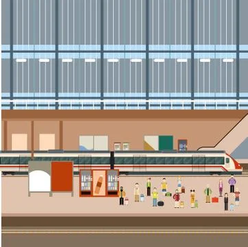 Train big station Illustrazione stock