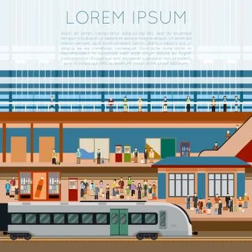 Train big station Stock Illustration