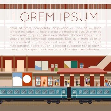 Train big station Stock Illustration