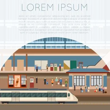 Train big station Stock Illustration