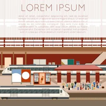 Train big station Stock Illustration