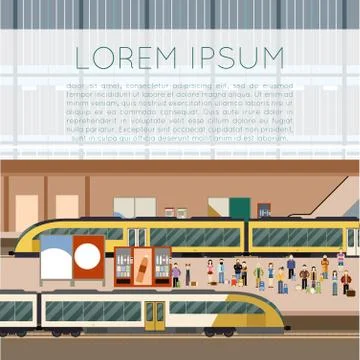 Train big station Stock Illustration