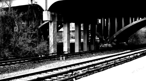 Train Black &amp; White Slow-MO Video stock 1439097