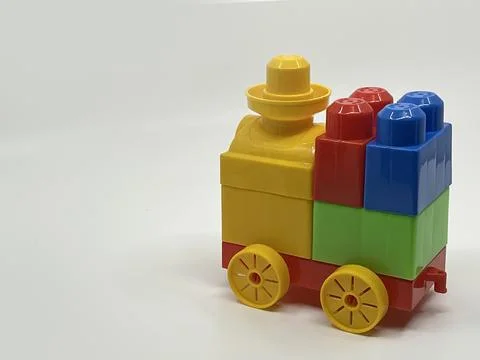 Train block toy for kids learning photo Stock Illustration