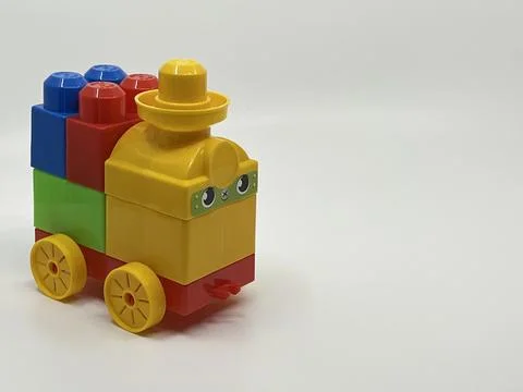 Train block toy for kids learning photo Stock Illustration
