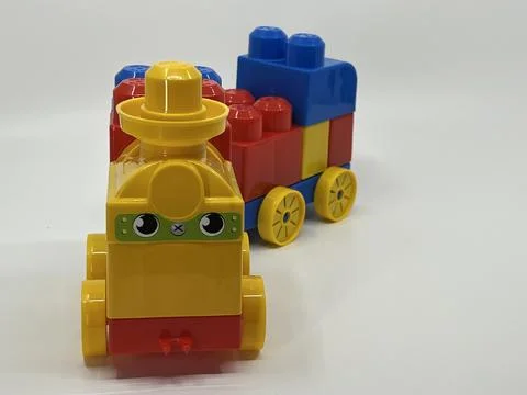 Train block toy for kids learning photo Stock Illustration