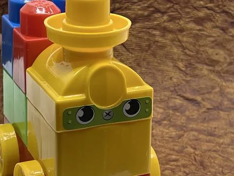 Train block toy for kids learning photo Stock Illustration