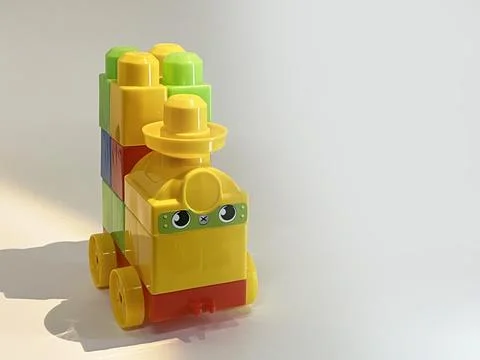 Train block toy for kids learning photo Stock Illustration