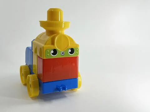 Train block toy for kids learning photo Stock Illustration