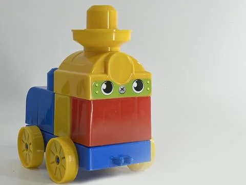 Train block toy for kids learning photo Stock Illustration