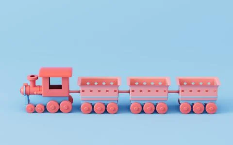 A train with blue background, 3d rendering. Stock-Illustration
