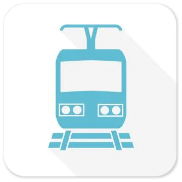 Train blue flat icon Stock Illustration