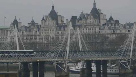 Train on Bridge Across River Stock Footage 108038486