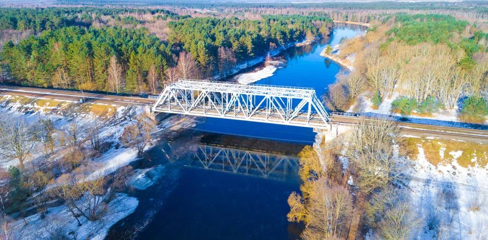 Train bridge across river Stock Photos