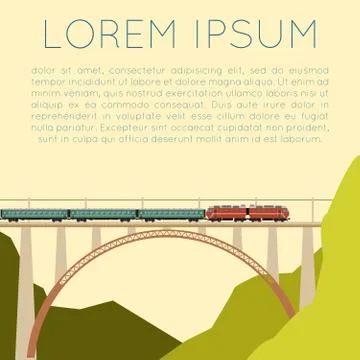 Train on the bridge banner Stock Illustration