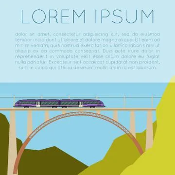 Train on the bridge banner Stock Illustration