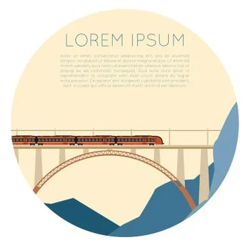 Train on the bridge banner Stock Illustration