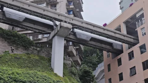 Train on bridge in Chongqing china Video stock 312601252