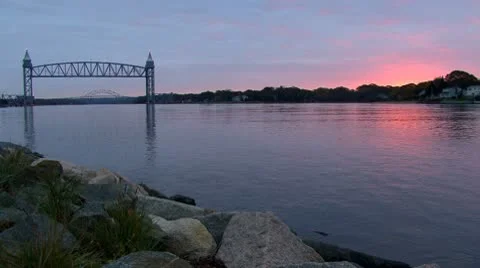 Train bridge at dawn; 2 Stock Footage 10157356